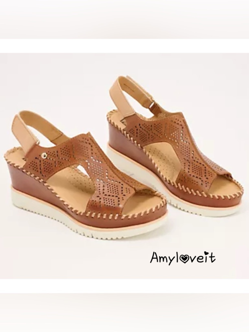 Pikolinos Leather Perforated Wedge Sandals